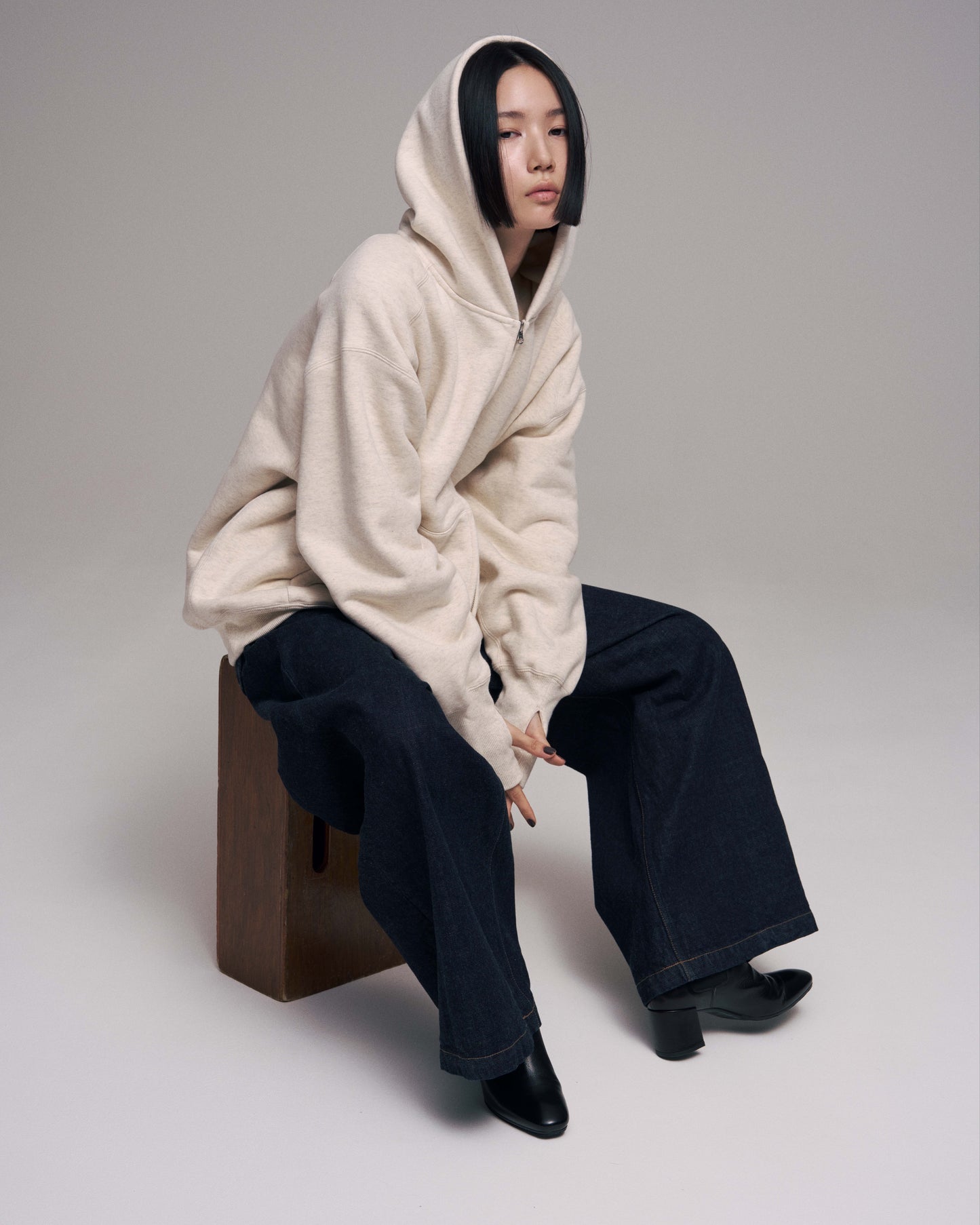 Sweat big zip hoody / Oatmeal