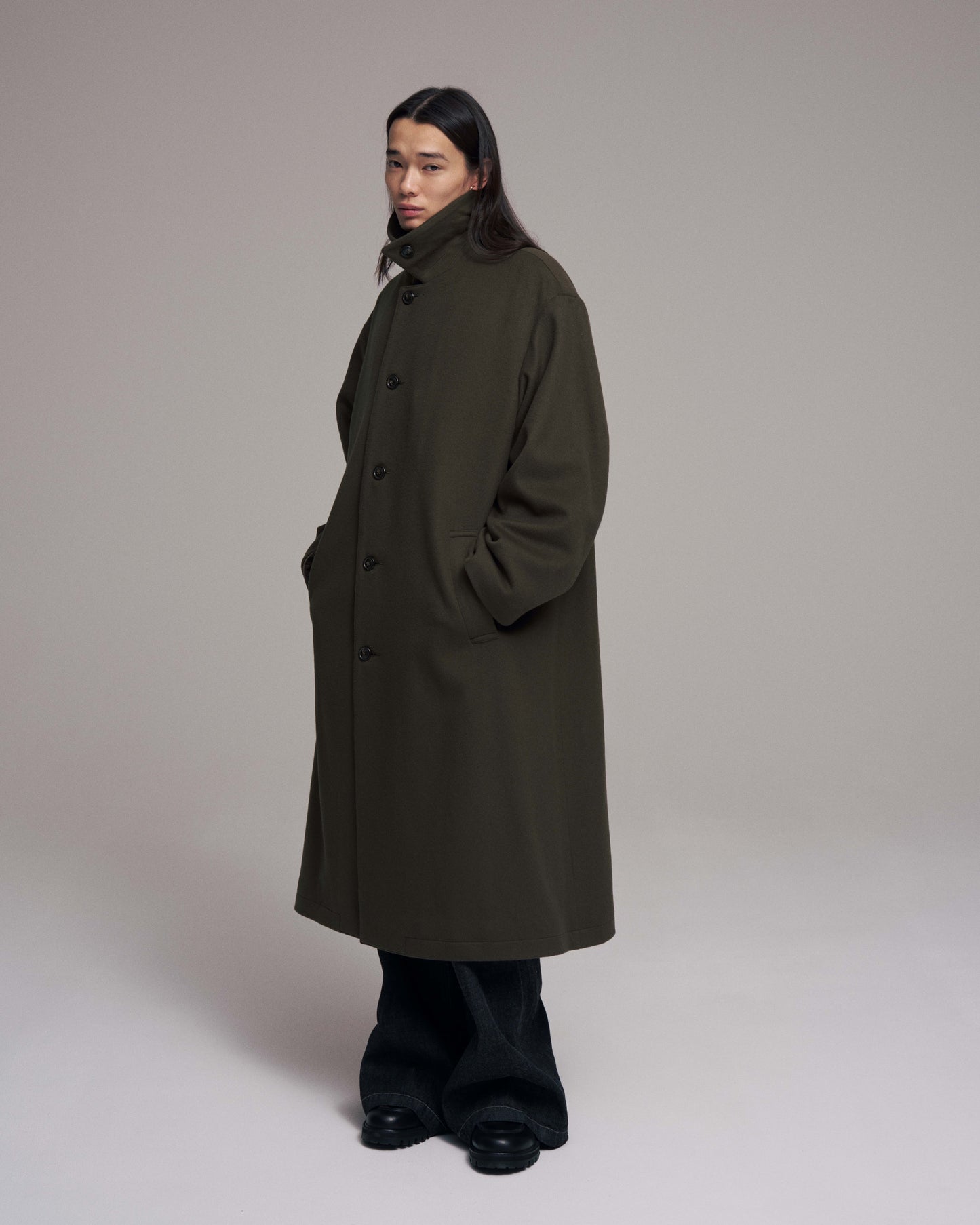 Bal collar coat - Melton / Olive