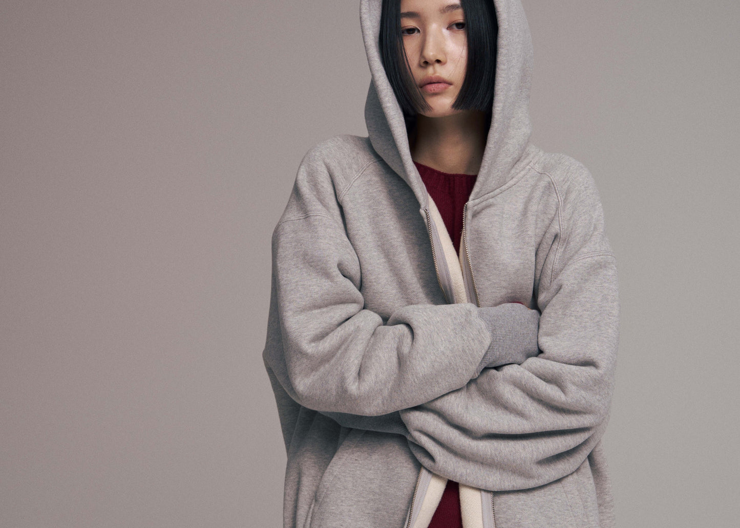 Sweat big zip hoody / Gray