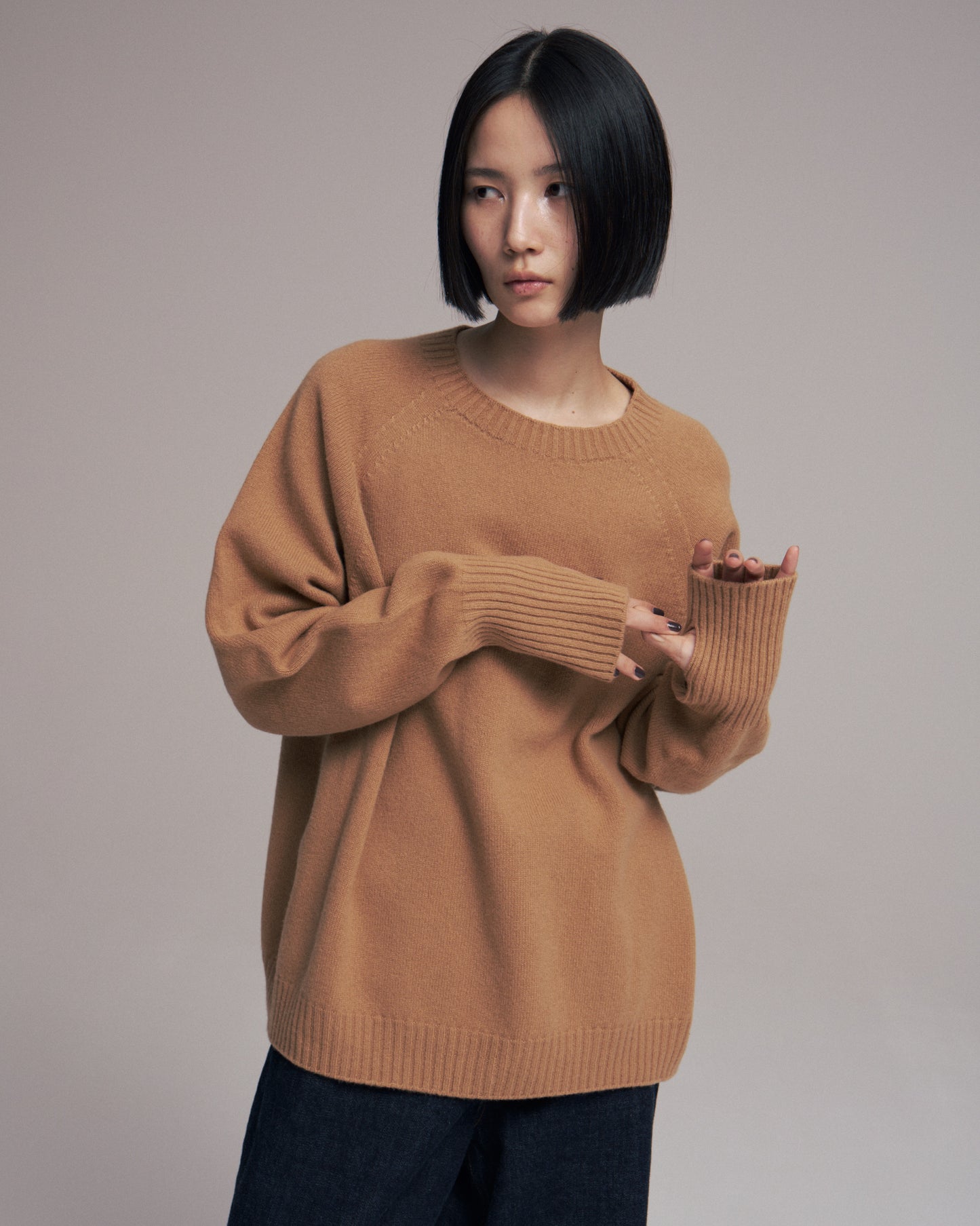 Seamless knit sweater - Wool & cashmere & silk / Camel - SuperNova. online store