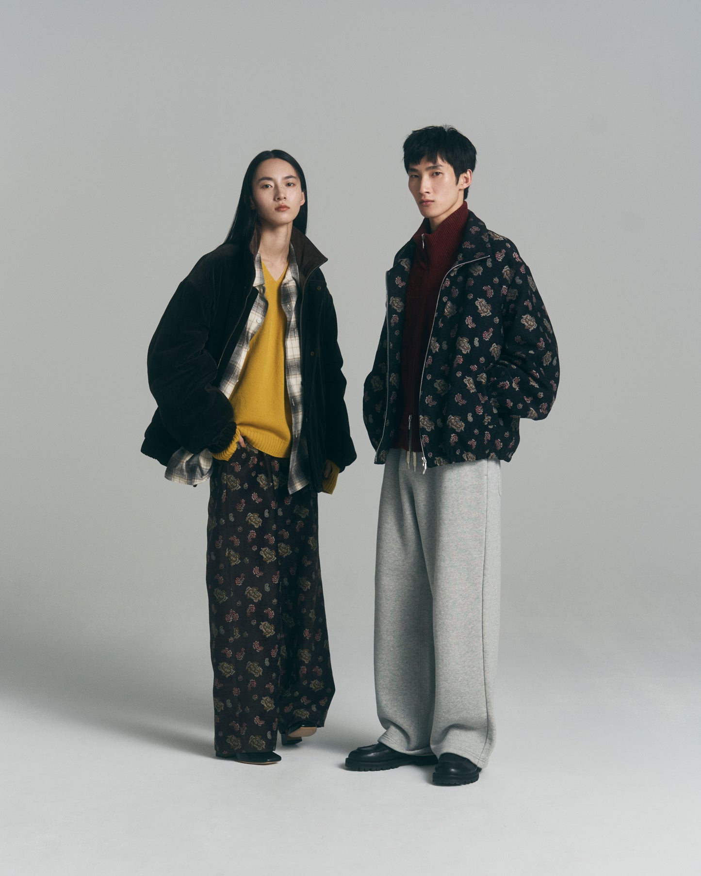Wide Jacquard Sweatpants / Gray