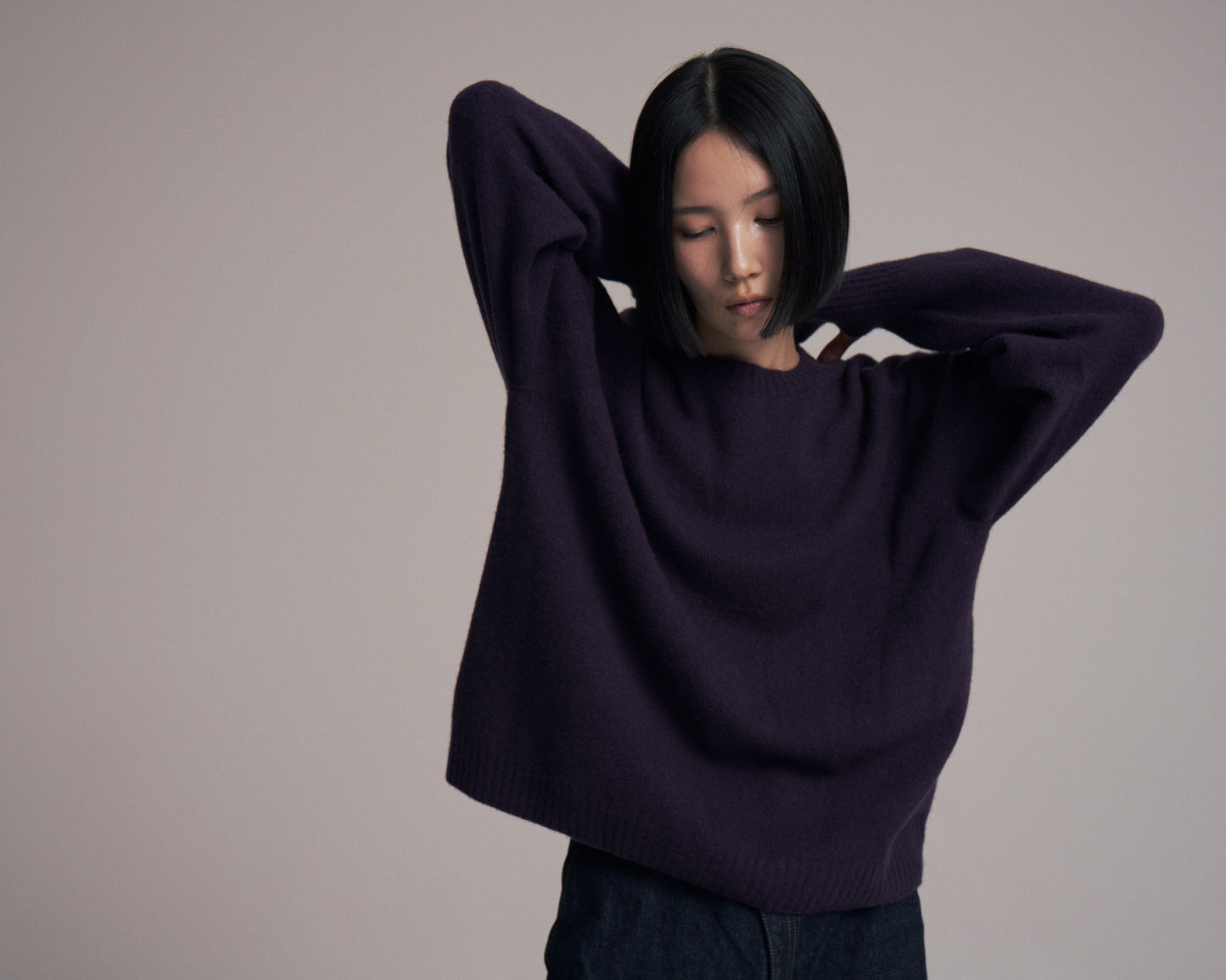 Seamless knit sweater - Wool & cashmere & silk / Purple