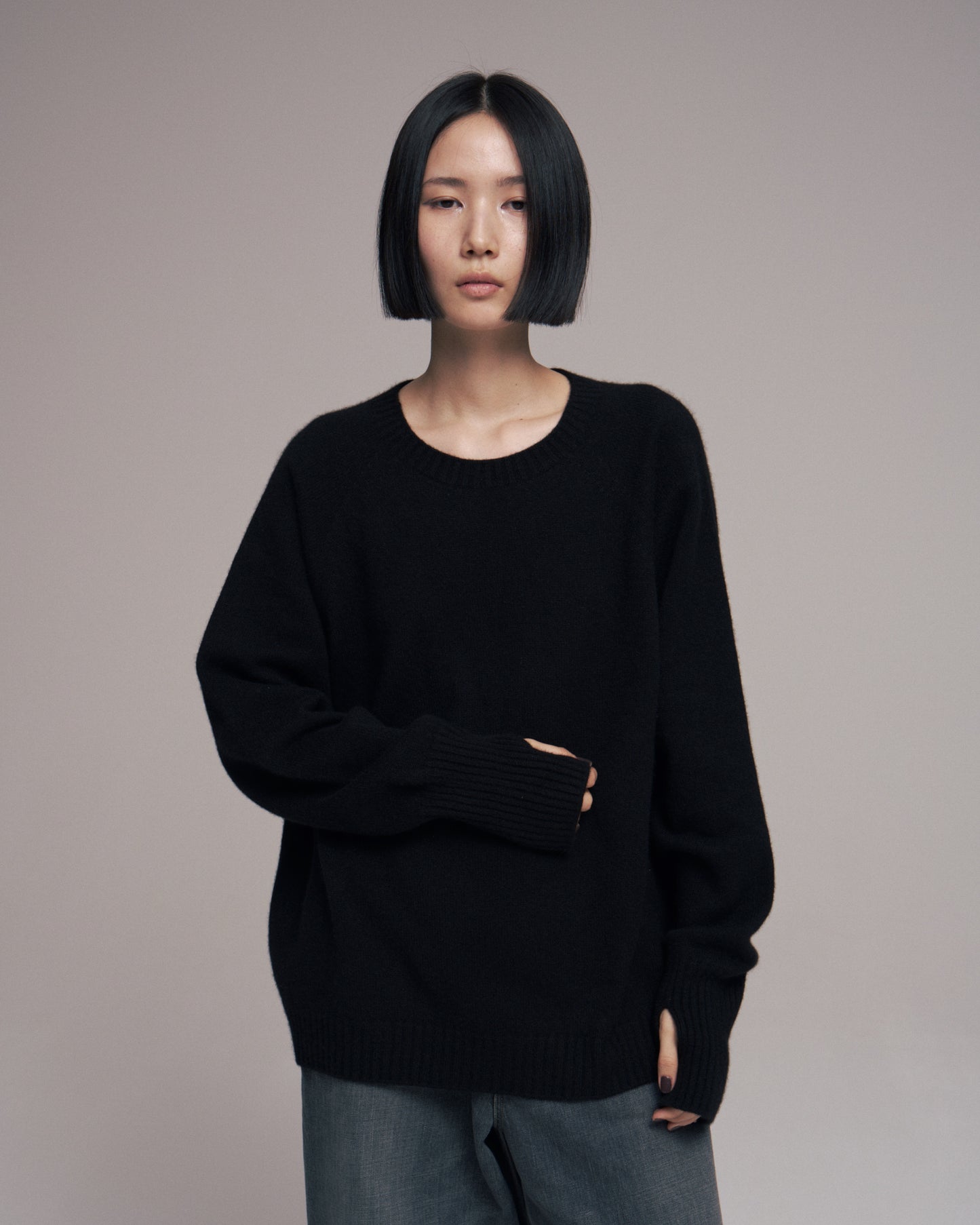 Seamless knit sweater - Wool & cashmere & silk / Black