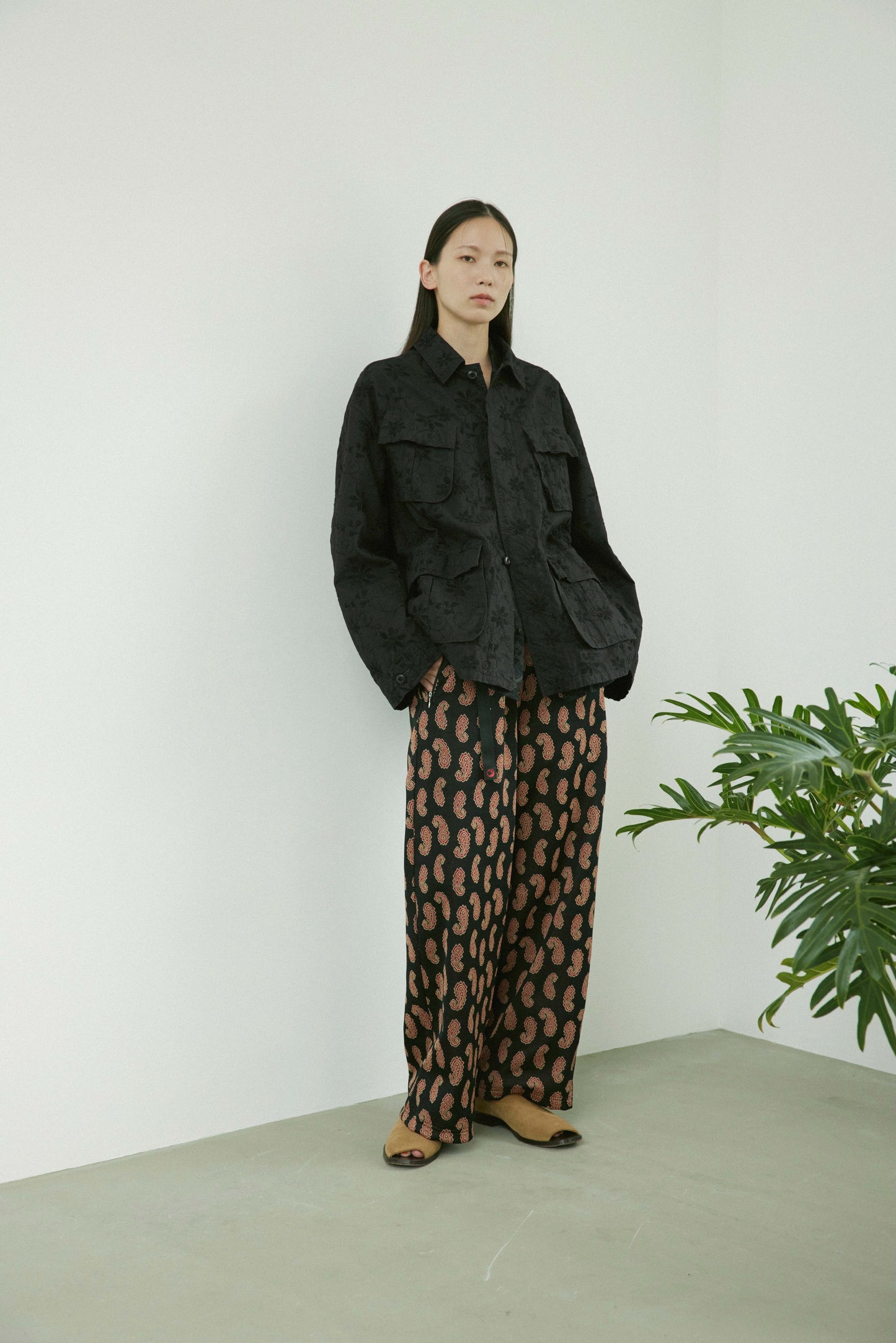 Over dye fatigue jacket-Embroidery ripstop / Black