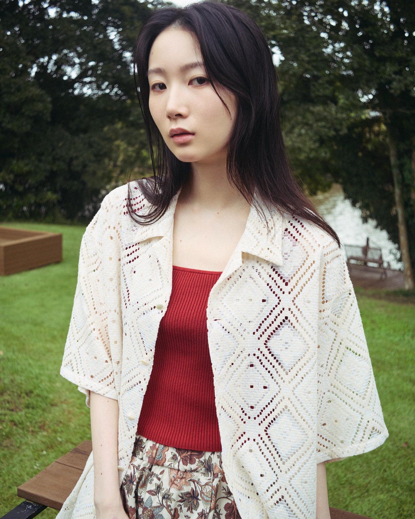 Aloha shirt - Diamond raschel lace / Natural - SuperNova. online store