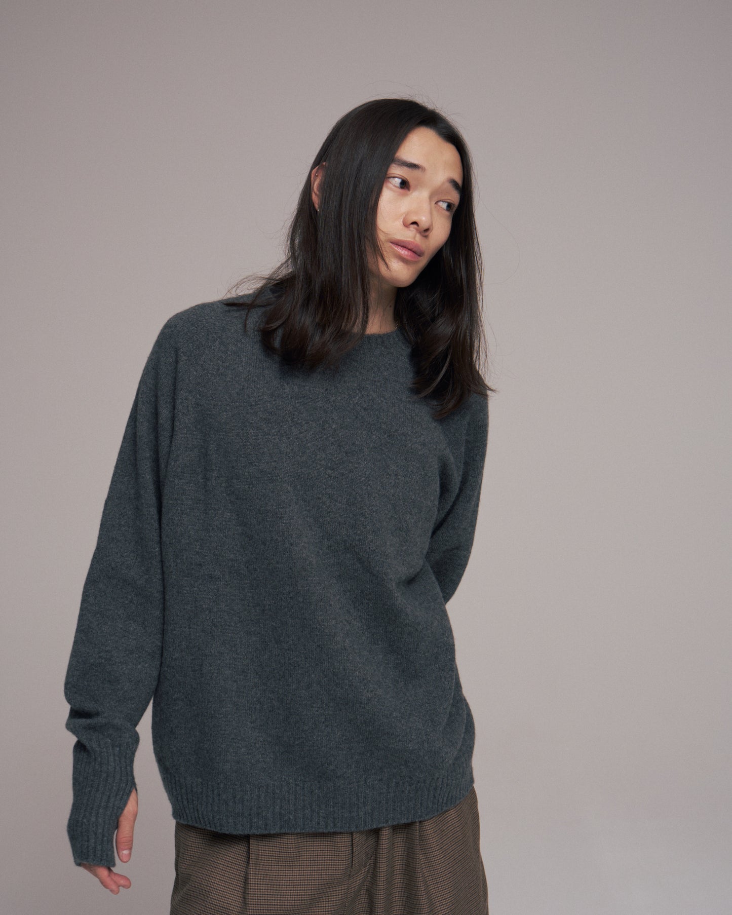 Seamless knit sweater - Wool & cashmere & silk / Gray - SuperNova. online store