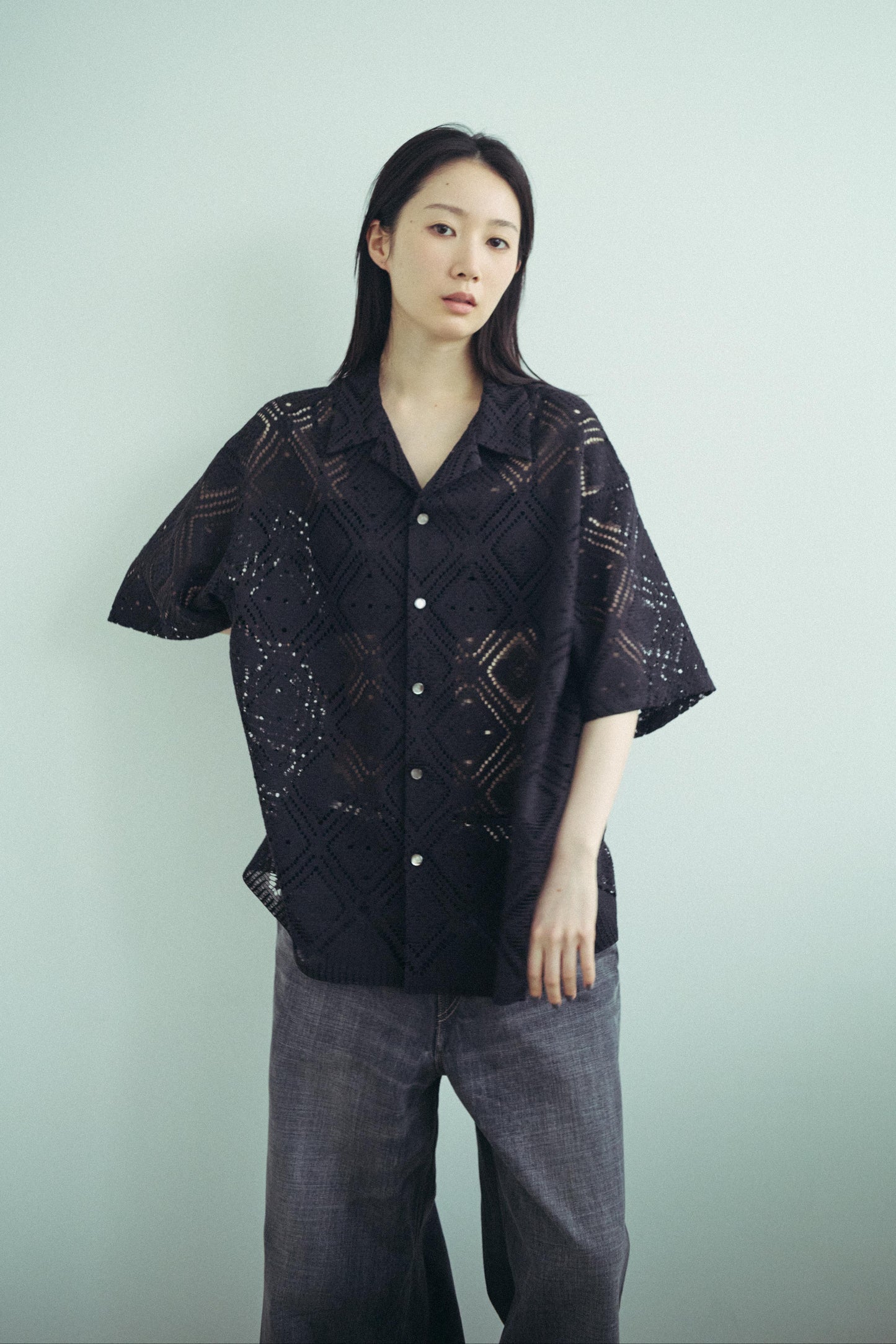 Aloha shirt - Diamond raschel lace / Navy - SuperNova. online store