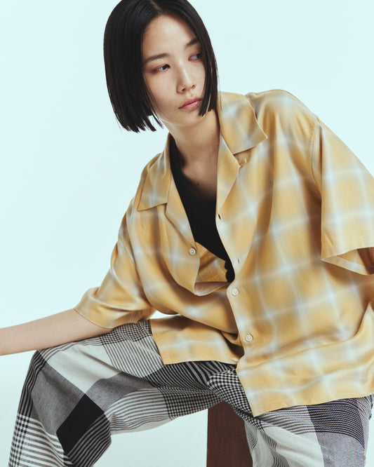 Aloha shirt - Ombre check / Yellow×Natural