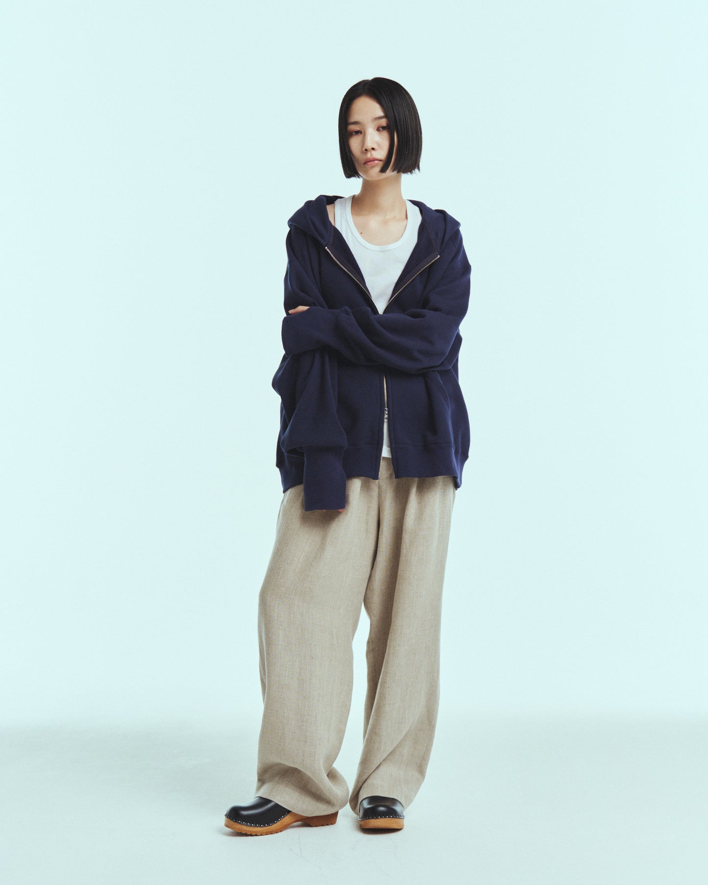 Sweat big zip hoody / Navy