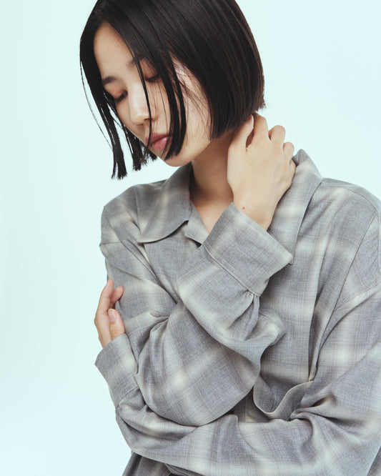 Split yoke big shirt - Ombre check / Gray