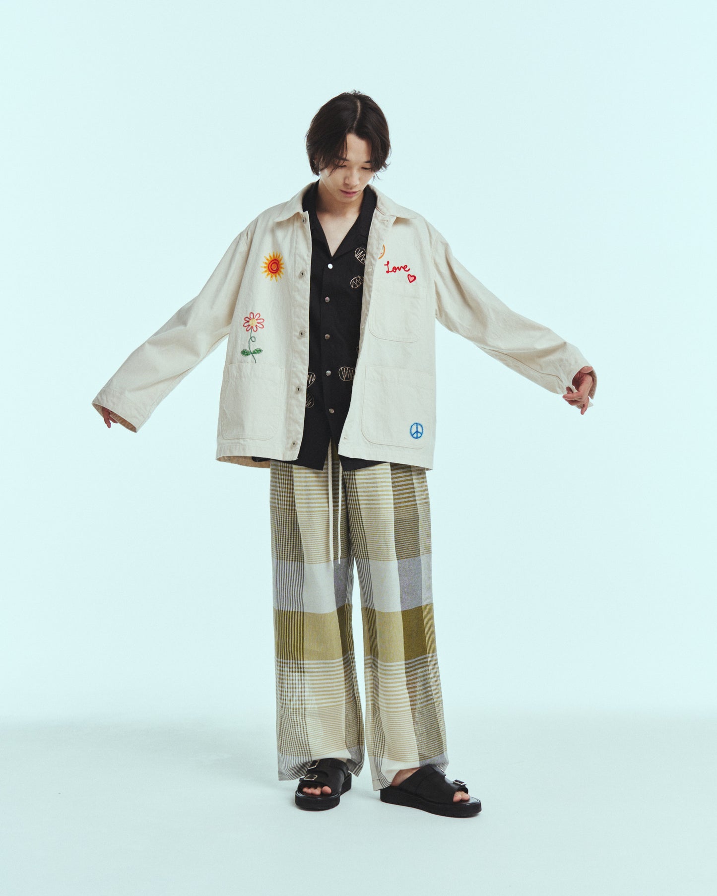 Embroidered coverall jacket - Duck canvas / Natural