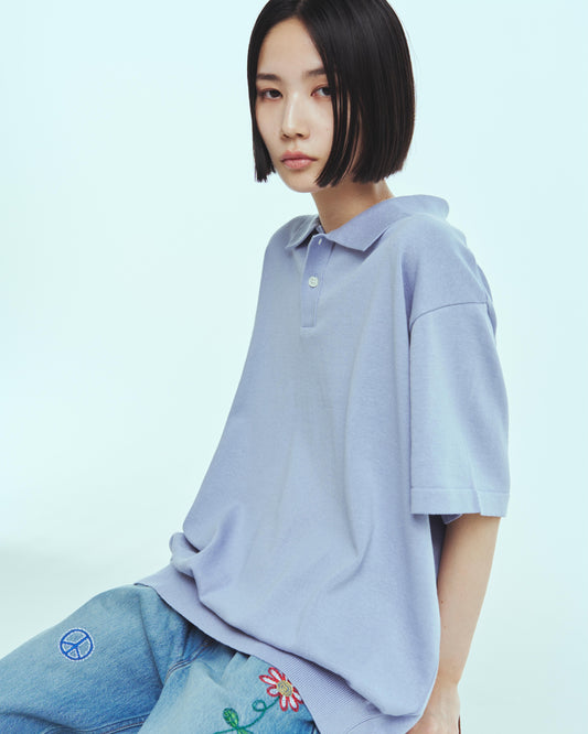 Knit polo - Cotton linen / Lavender