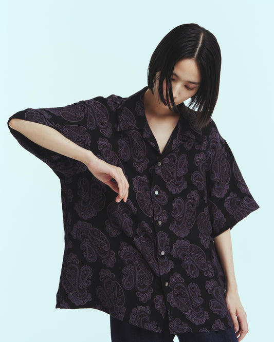 Aloha shirt - Sprinkled paisley jacquard / Black