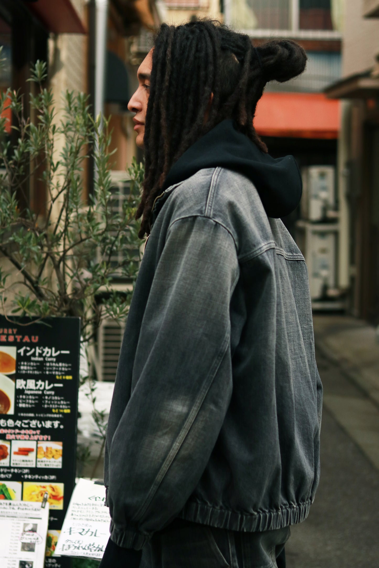 Denim track jacket - Old vintage wash / Mid black
