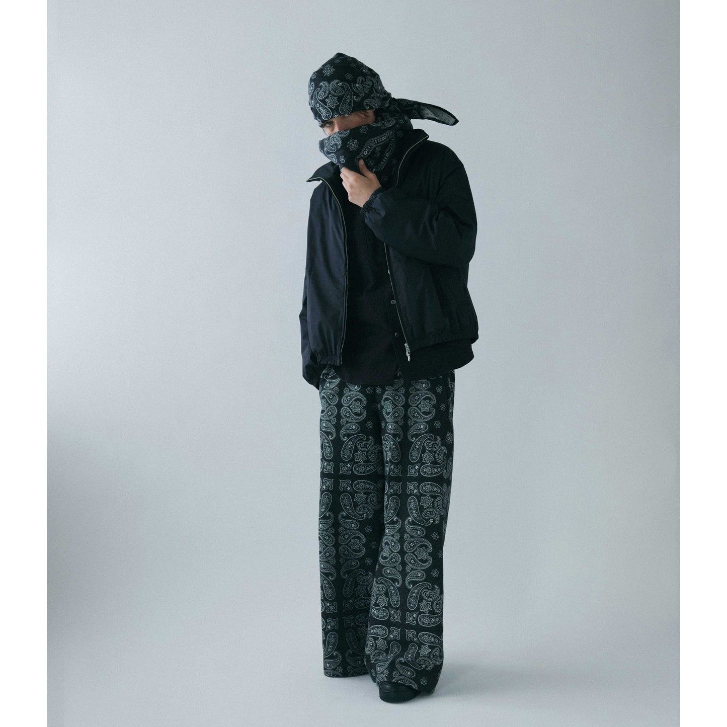 Wide utility trouser - Bandana jacquard /Black