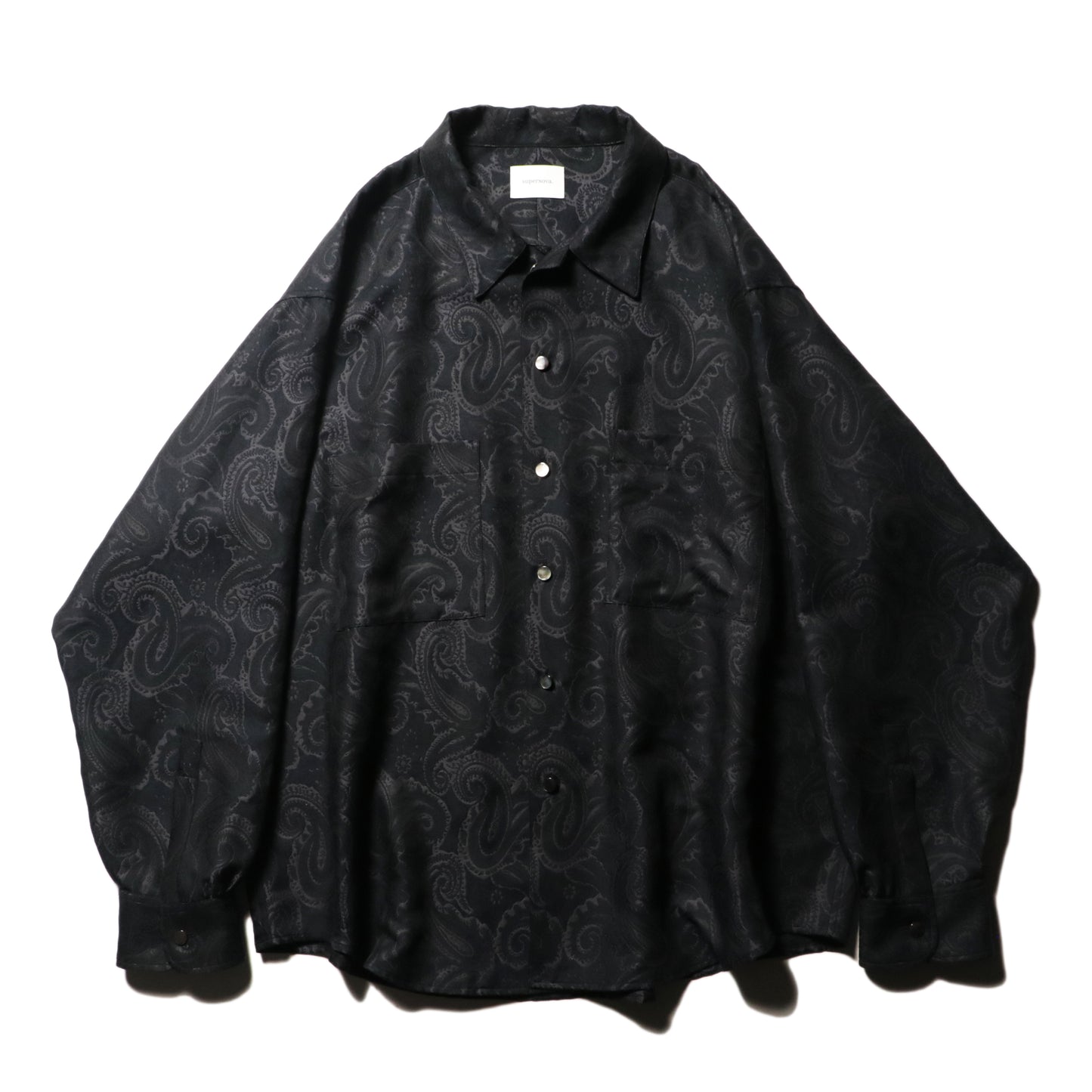 Split yoke big shirt - Paisley jacquard / Black x Navy
