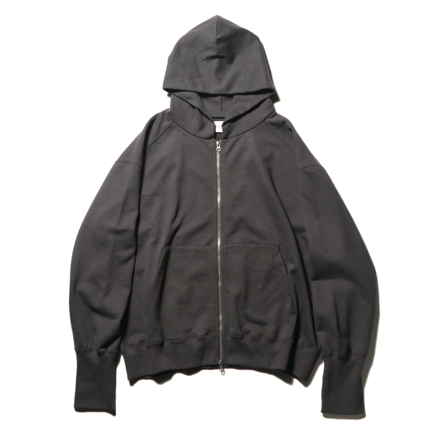 Fleece fabric big zip hoody - Supima cotton / Charcoal