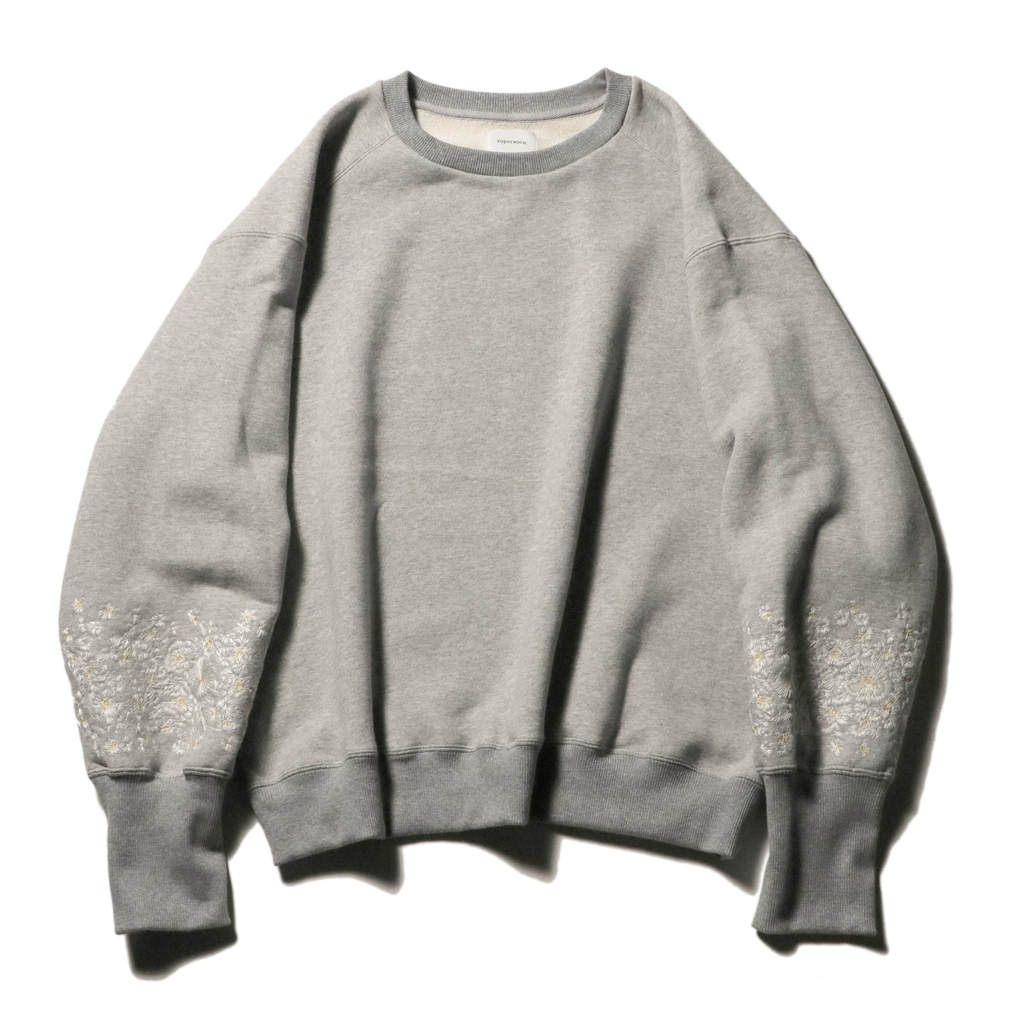 Embroidery crew sweat / Gray