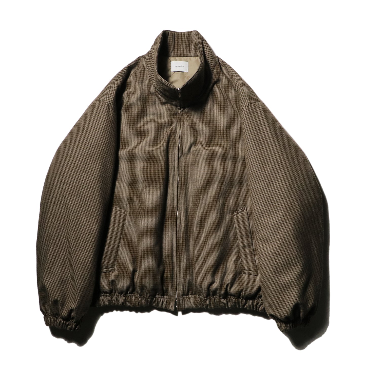 Quilted lining track jacket - Gun club check / Brown