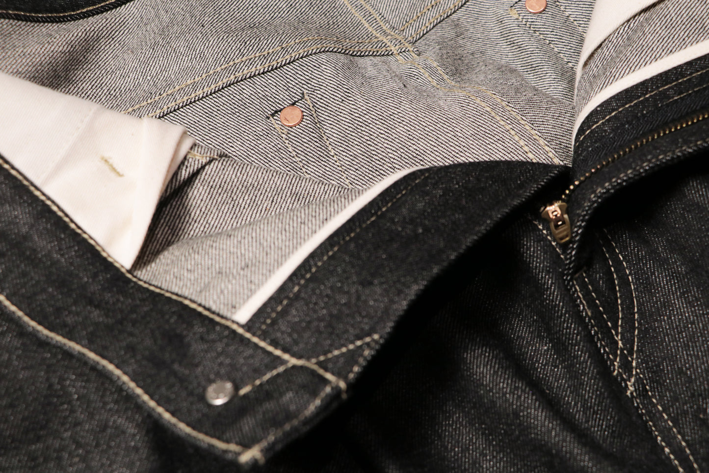Wide selvedge jeans - Rigid denim / Black