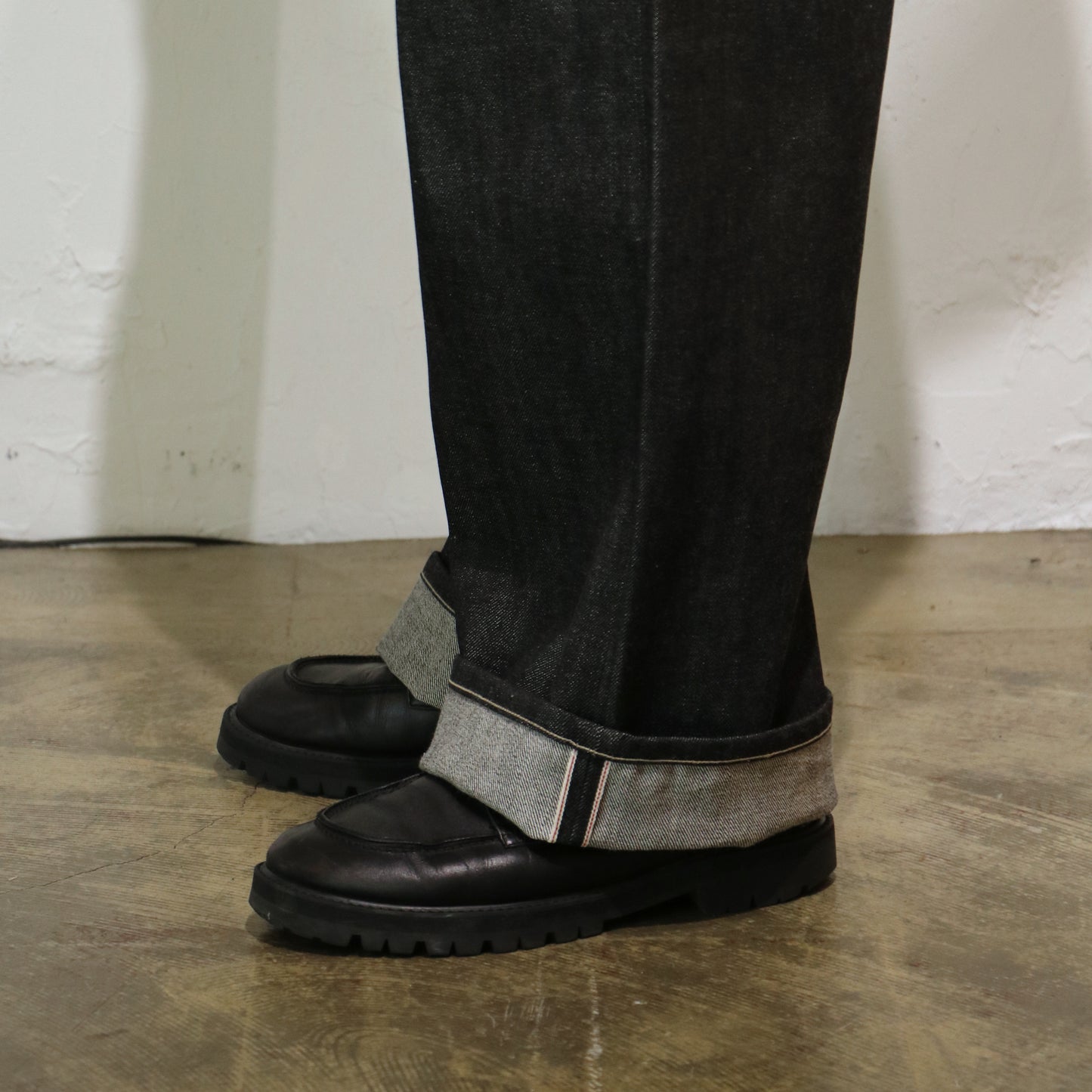 Wide selvedge jeans - Rigid denim / Black