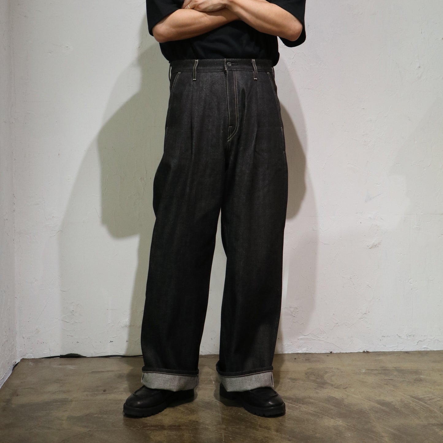 Wide selvedge jeans - Rigid denim / Black