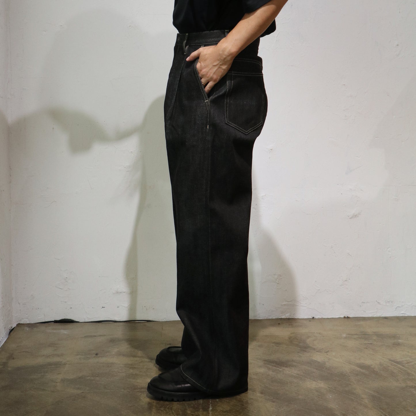 Wide selvedge jeans - Rigid denim / Black
