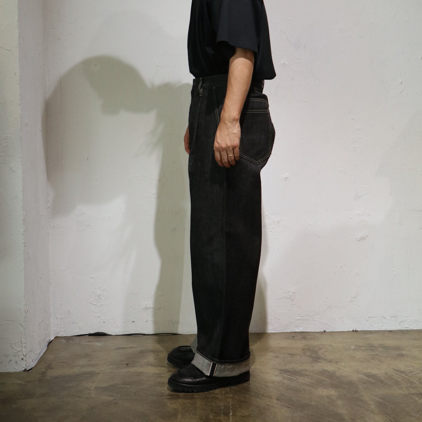 Wide selvedge jeans - Rigid denim / Black