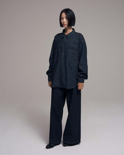 Denim big shirt - One wash  / Indigo