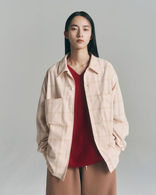9月中旬発送予定 Ombre Check Flannel Shirt / Pink