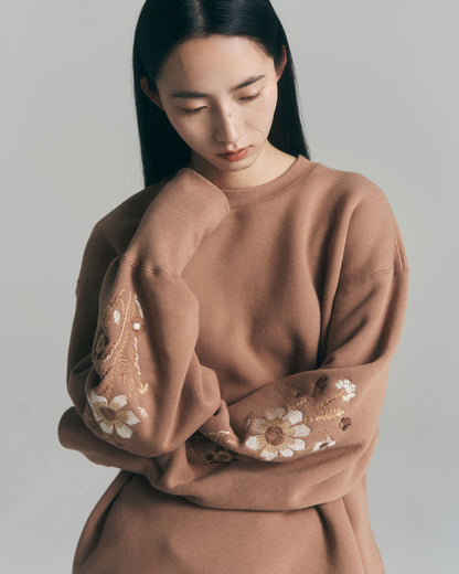 Embroidered Jacquard Crewneck Sweatshirt / Mocha