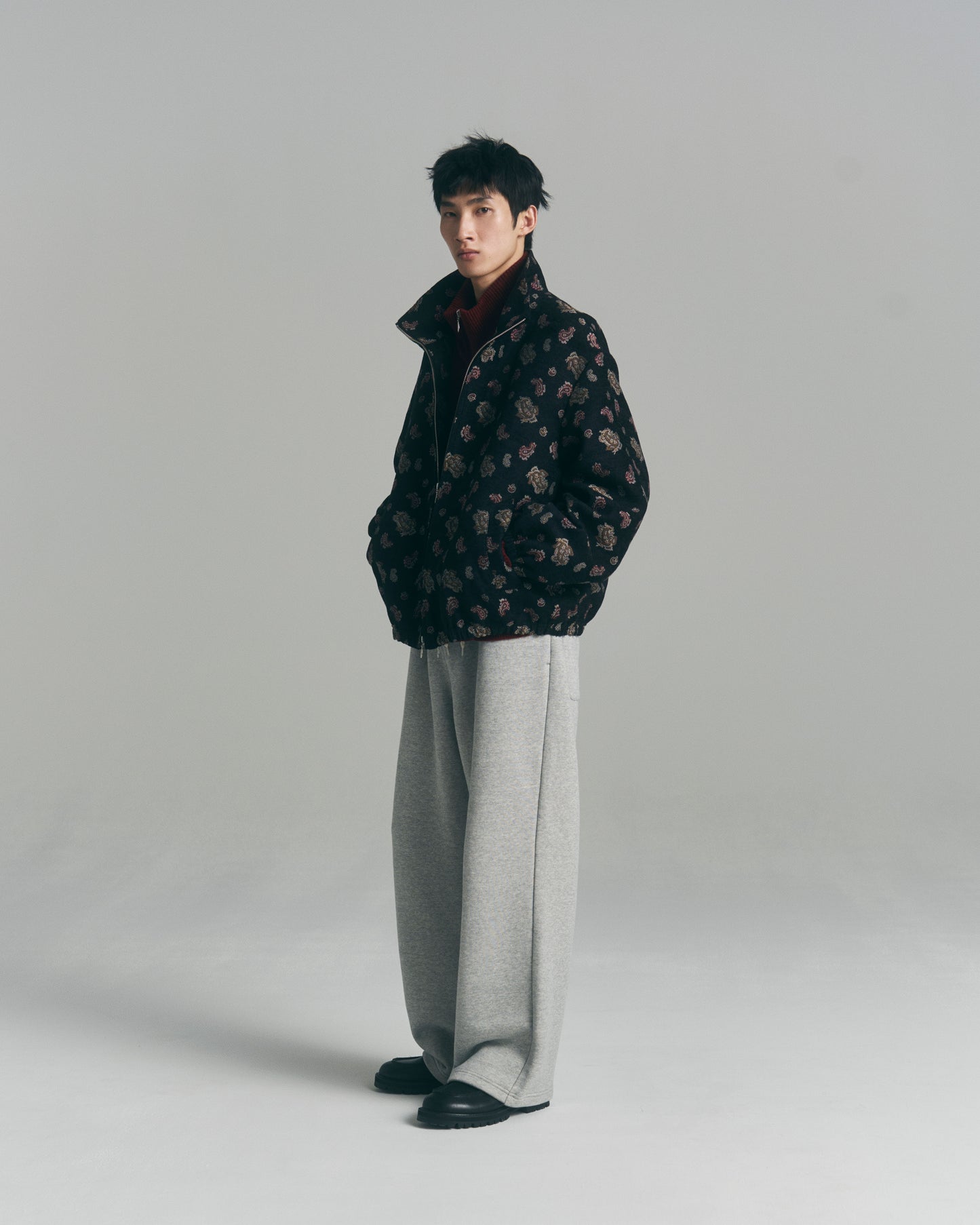 Wide Jacquard Sweatpants / Gray