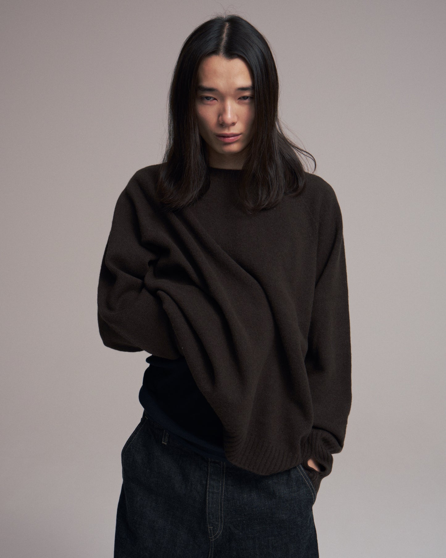 Seamless knit sweater - Wool & cashmere & silk / Purple
