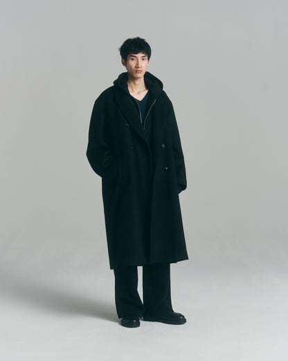 Oversized Jacquard Sweat Zip Hoodie / Black