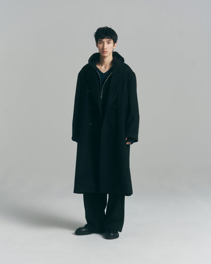 Oversized Jacquard Sweat Zip Hoodie / Black