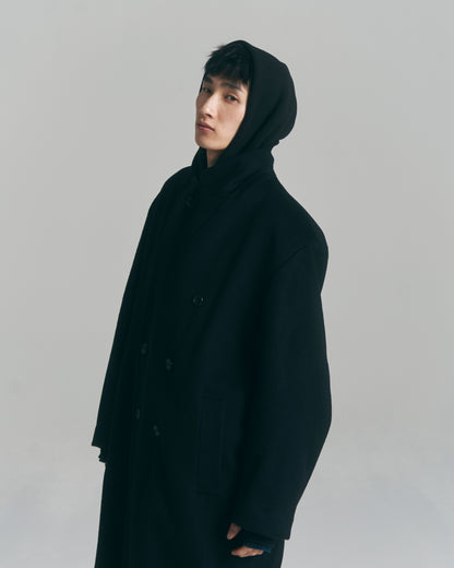 Oversized Jacquard Sweat Zip Hoodie / Black