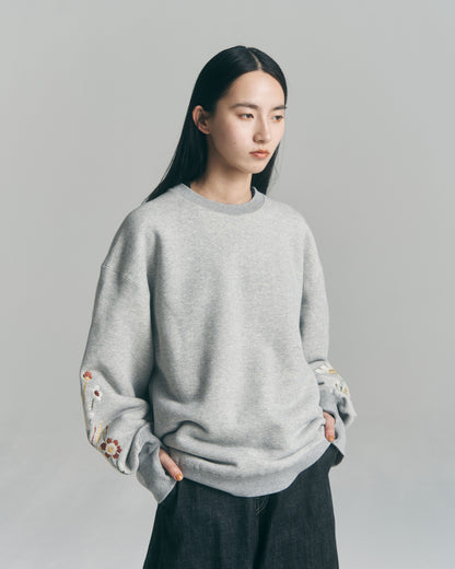 Embroidered Jacquard Crewneck Sweatshirt / Gray