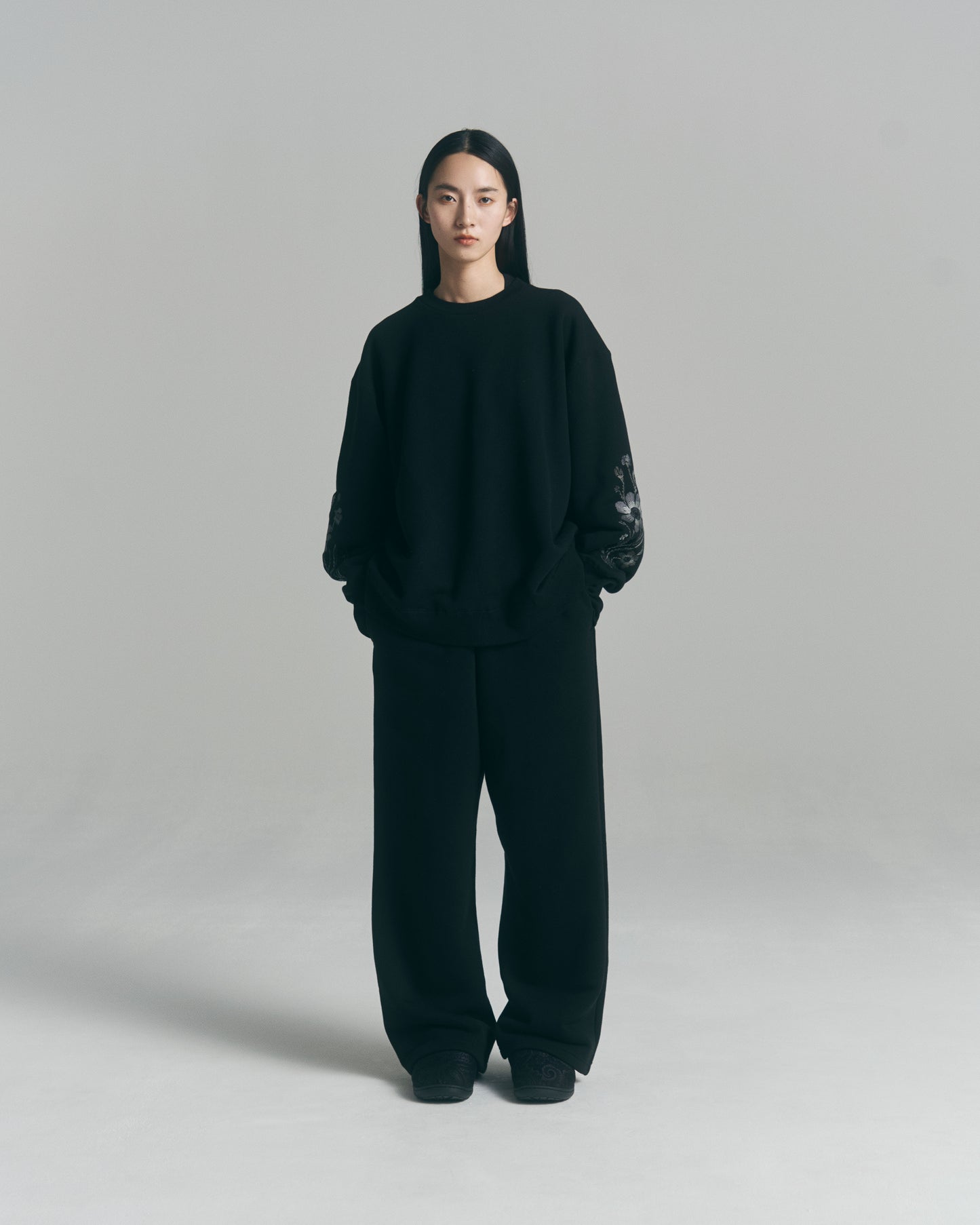 Wide Jacquard Sweatpants / Black