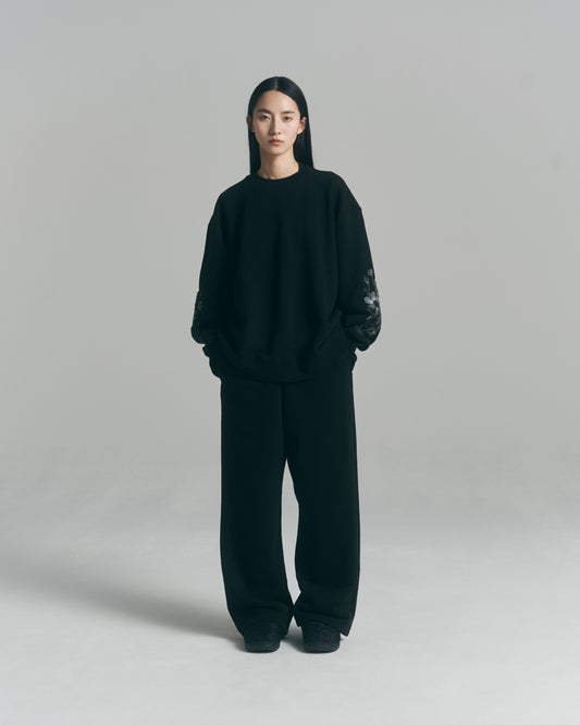 Wide Jacquard Sweatpants / Black