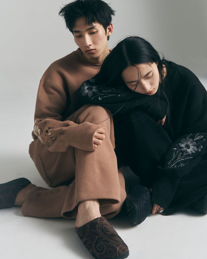Embroidered Jacquard Crewneck Sweatshirt / Black