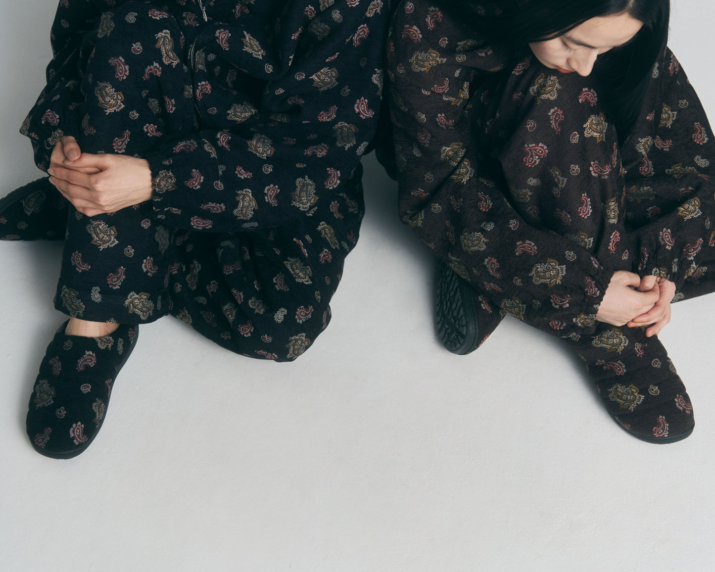 Velvet Jacquard Wide Utility Trousers / Brown paisley