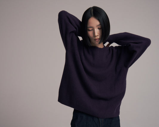 Seamless knit sweater - Wool & cashmere & silk / Purple