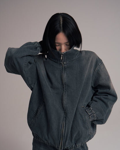 Denim track jacket - Old vintage wash / Mid black