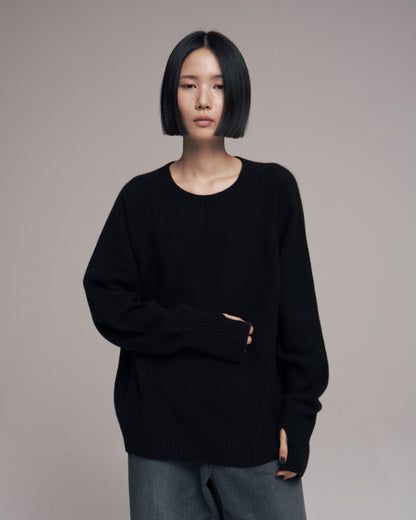 Seamless knit sweater - Wool & cashmere & silk / Black