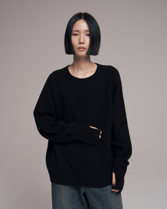 Seamless knit sweater - Wool & cashmere & silk / Black