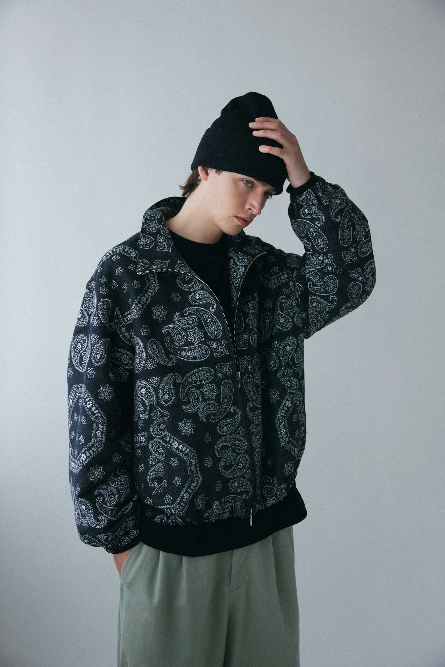 Track jacket - Bandana jacquard / Black