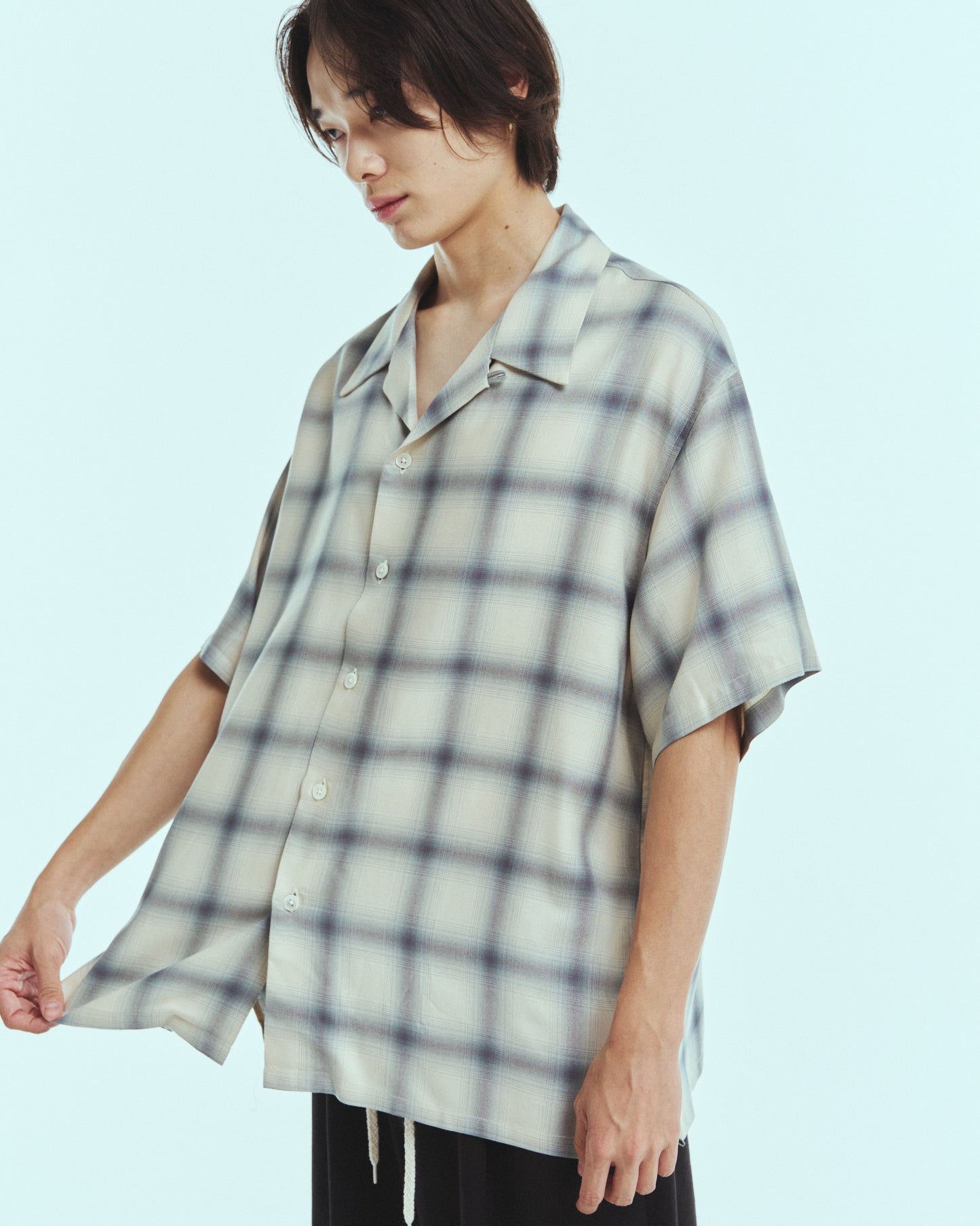 Aloha shirt - Ombre check / Navy×Natural