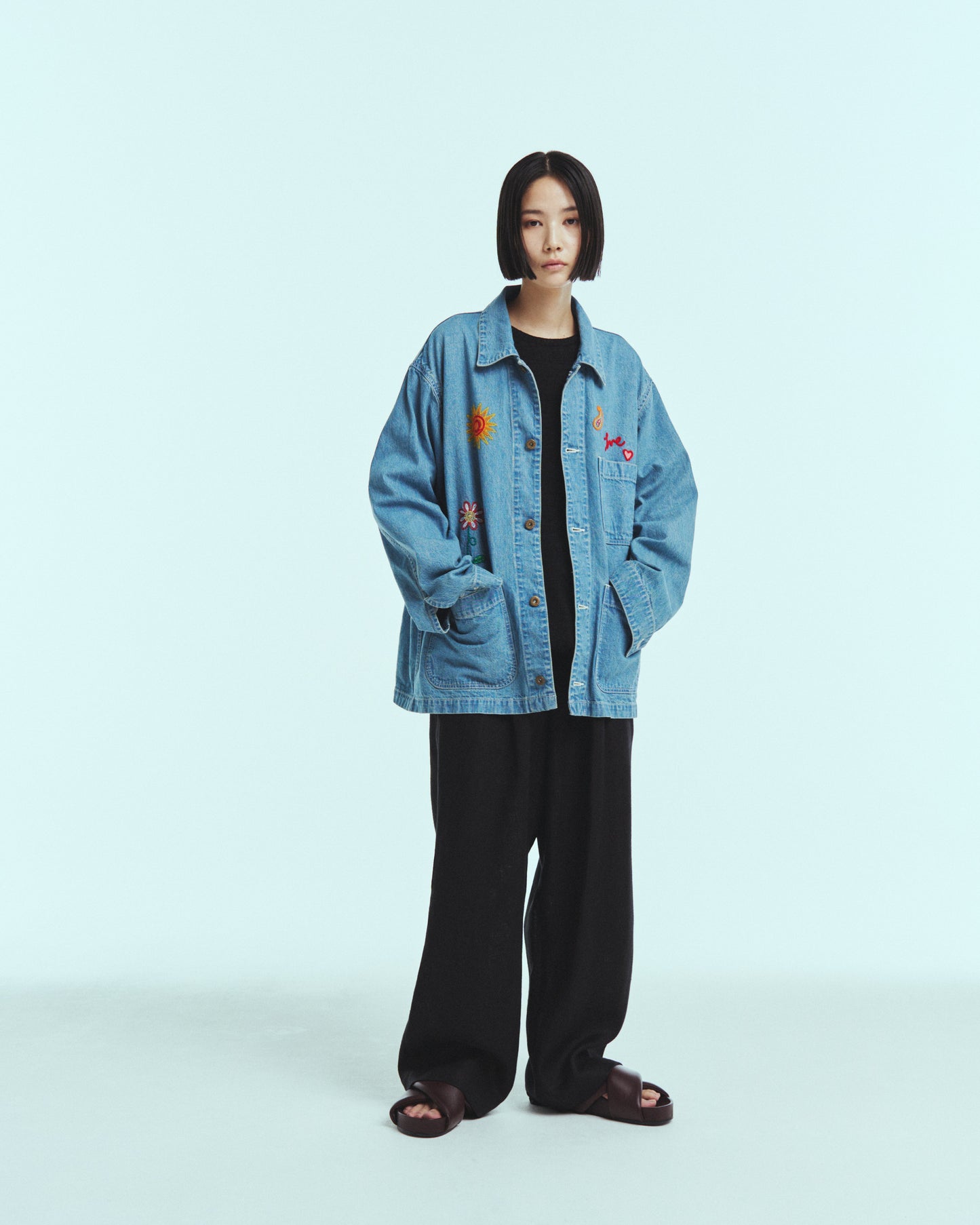 Wide easy pants - Linen / Black