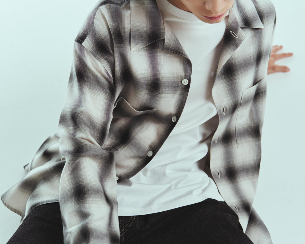 Split yoke big shirt - Ombre check / Natural - SuperNova. online store ...