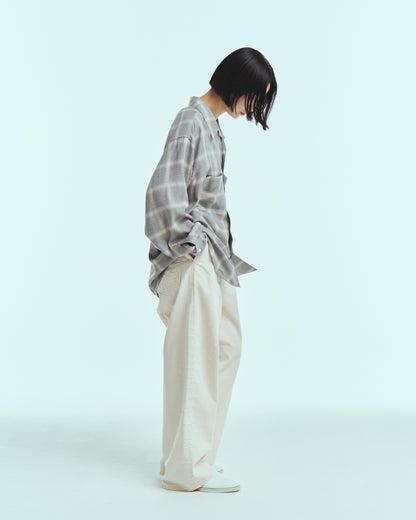 Split yoke big shirt - Ombre check / Gray